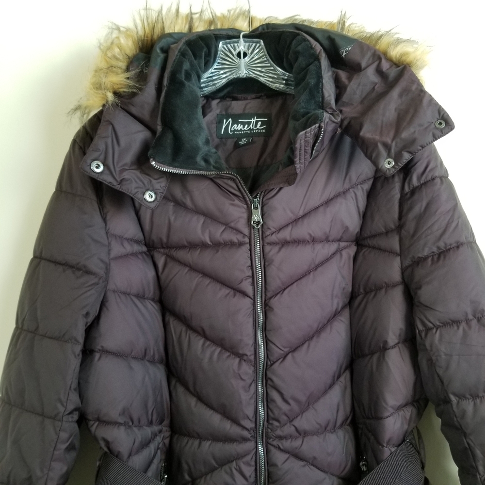 Nanette Lepore Hooded Puffer Coat Belted Size 1X NWT - Picture 2 of 10